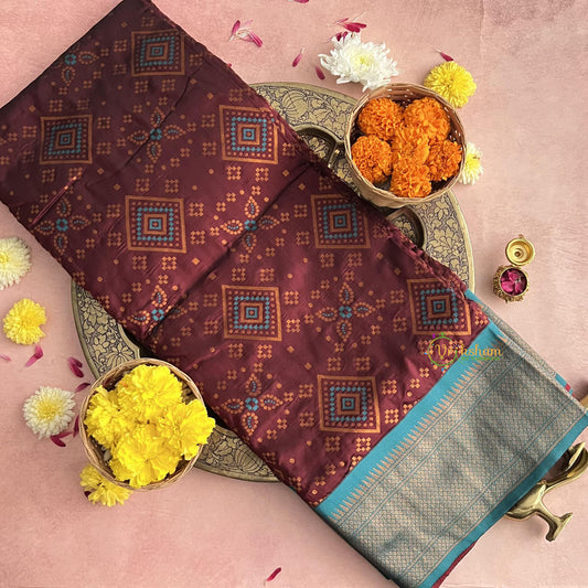 Maroon Bandhani Semi Soft Silk Paithani Saree-VS4132