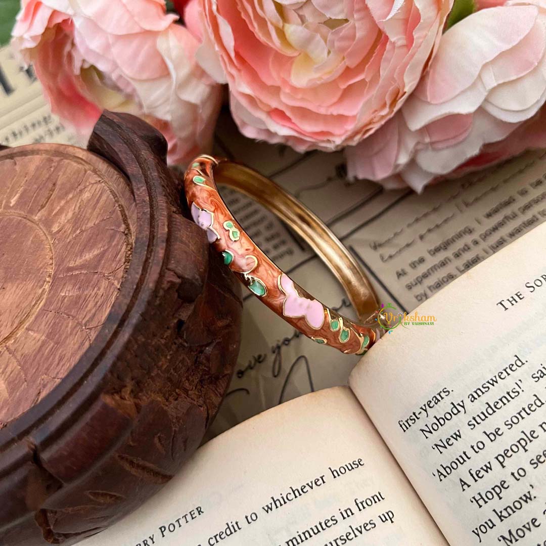 Vriksham Bronze Floral With Gold-Toned  Enamel Openable Kada Bangle-G21866