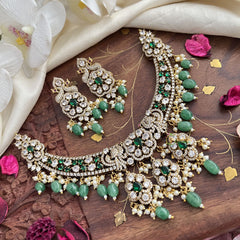 Exclusive Hasli Victorian Diamond Neckpiece-Green-VV1944