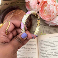 Vriksham Pastel Purple Geometric Mosaic Enamel Openable Kada Bangle-G21852