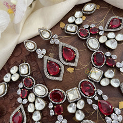 Ruby Red Victorian Diamond Choker Short Neckpiece -VV1214