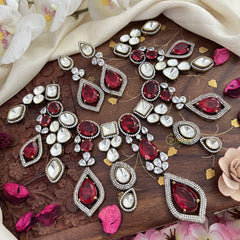 Ruby Red Victorian Diamond Choker Short Neckpiece -VV1214