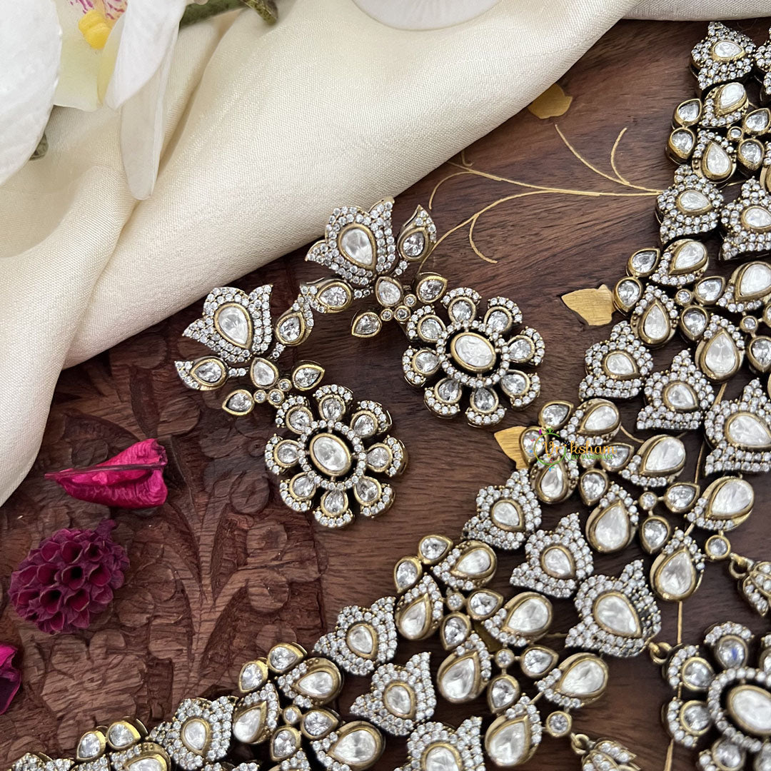 Three Layer Victorian Diamond High Neck Choker-VV1958