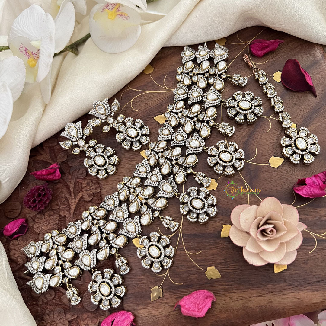 Three Layer Victorian Diamond High Neck Choker-VV1958