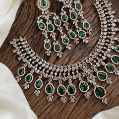 Graceful Bridal Victorian Diamond High Neck Choker - Green - VV1332