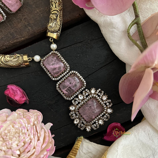 Unique Pastel Pink Victorian Diamond Pendant Hasli-VV1571