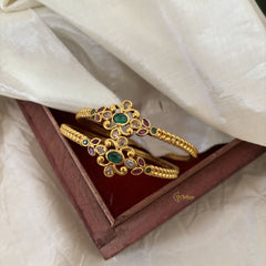 Premium AD Stone Bangle Set -Red Green-G10945