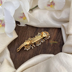 Premium Antique Gold Look Alike Hair clip -Pearl-G15356