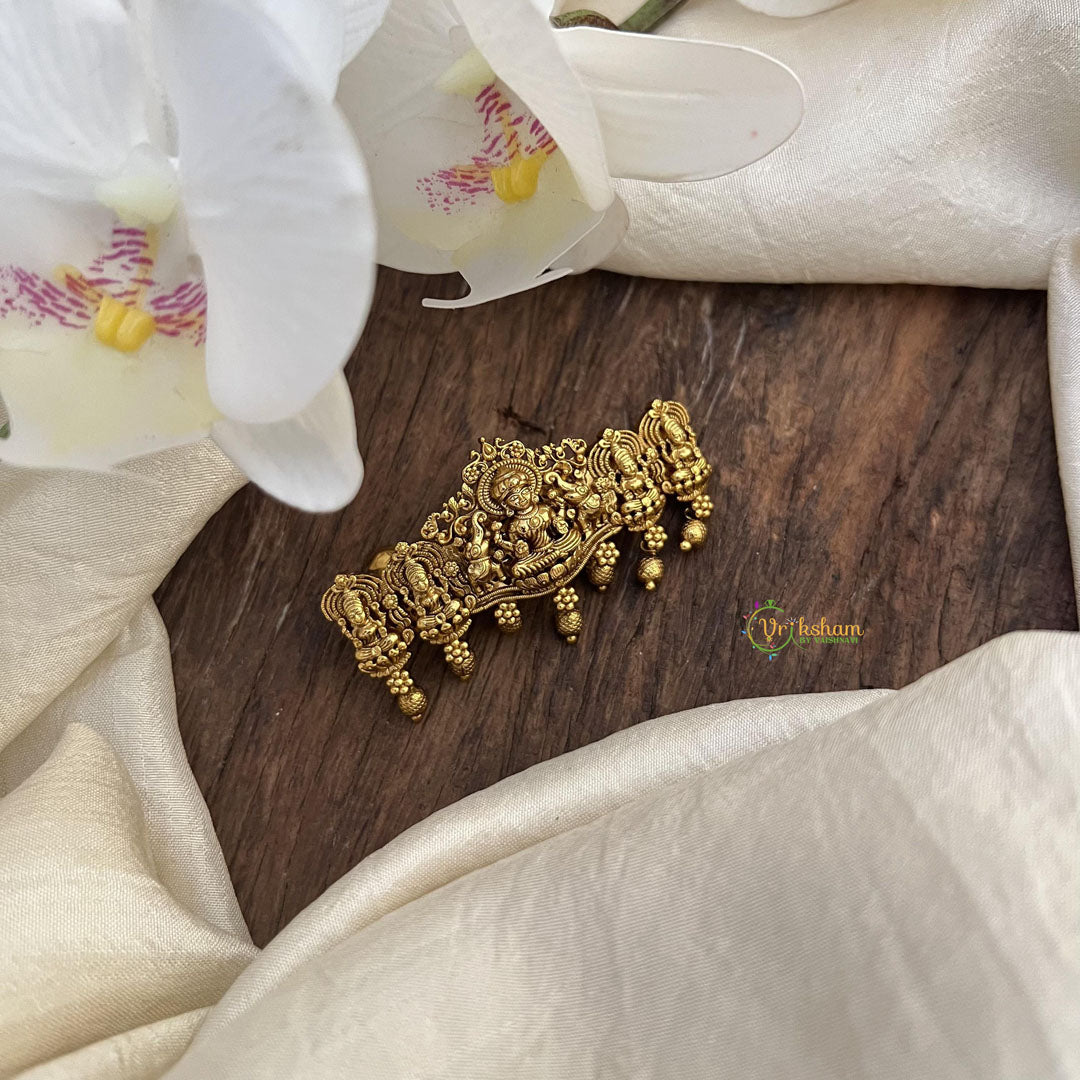 Gold Look Alike Lakshmi Hair clip-Gold Pearls-G15367