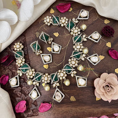Stylish Floral Green Victorian Diamond Haram-VV1763