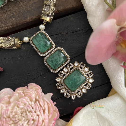 Unique Aqua Green Victorian Diamond Pendant Hasli-VV1574