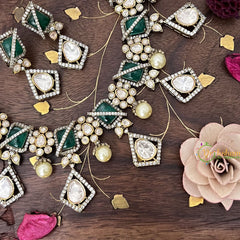 Stylish Floral Green Victorian Diamond Haram-VV1763