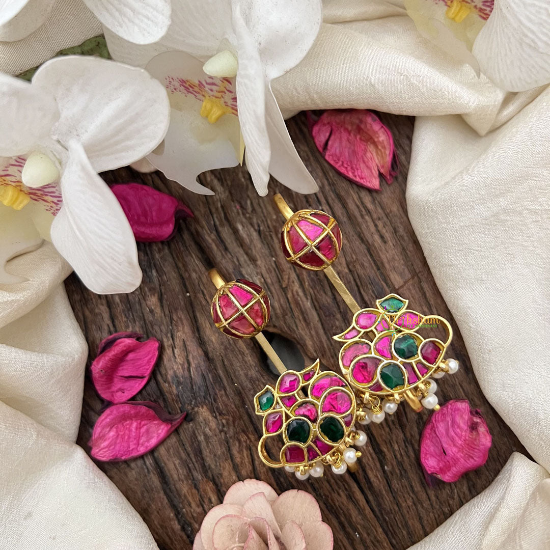 Vriksham Elegant Kemp Chandbali Stud & Ear Cuffs Bugadi With Pearls-G19987