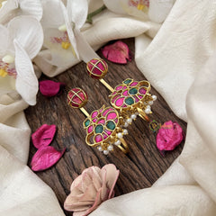 Vriksham Elegant Kemp Chandbali Stud & Ear Cuffs Bugadi With Pearls-G19987
