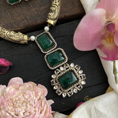 Unique Emerald Green Victorian Diamond Pendant Hasli-VV1573