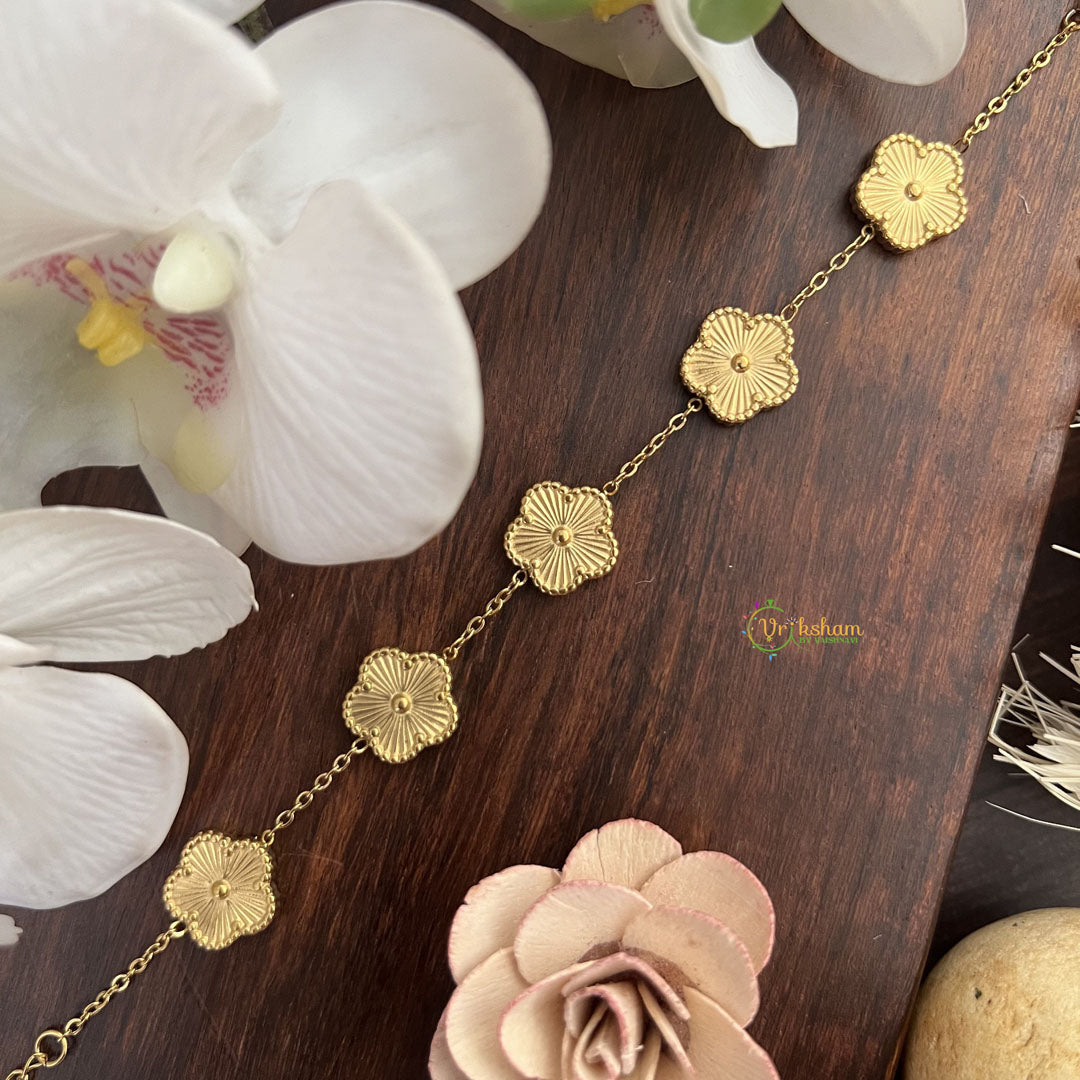 Vriksham Unique Gold Look Alike Floral Anti Tarnish Stainless Steel Bracelet-G17701