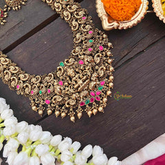 Vriksham  Gold Look Alike Lakshmi With Peacock-Red Green-Gold Bead-G21270