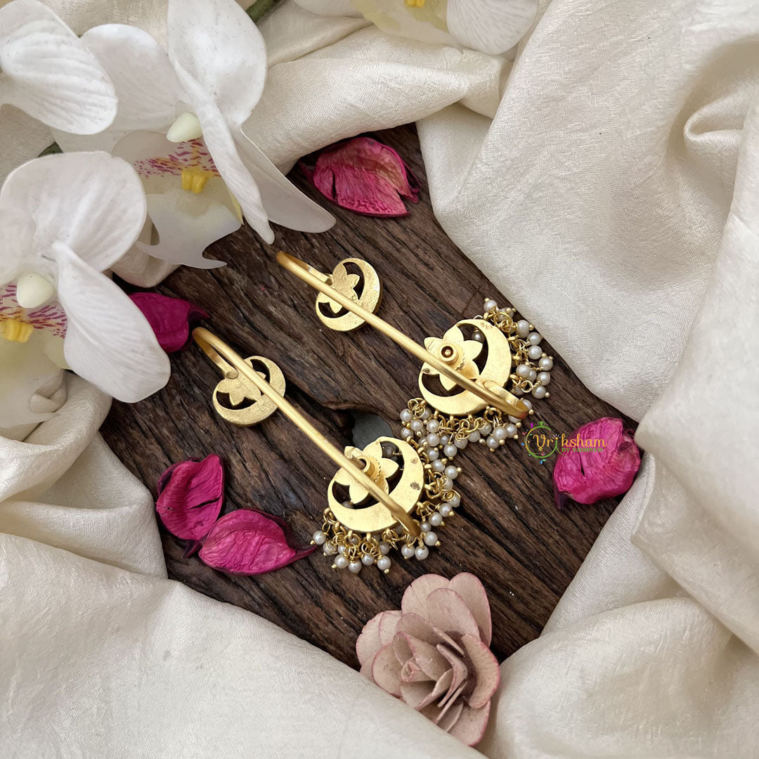 Vriksham Kemp Lotus Chandbali Stud & Ear Cuffs Bugadi With Pearls-G19988