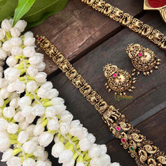 Vriksham  Gold Look Alike Lakshmi With Peacock-Red Green-Gold Bead-G21270