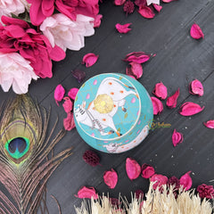 Vriksham Cow Metal Pichwai Jar-Aqua Green-RG254