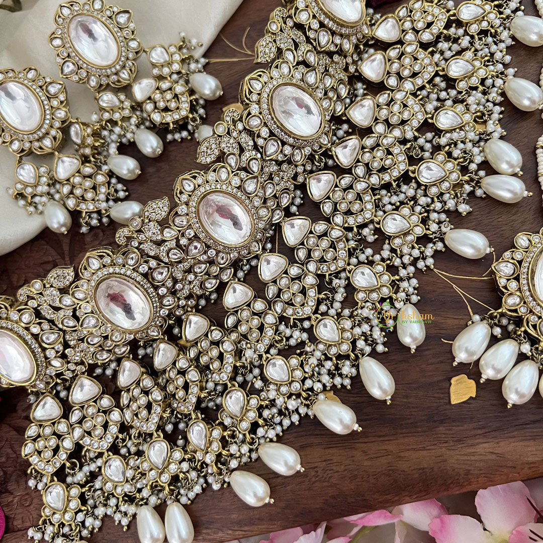 Exquisite White Victorian Diamond Neckpiece-Pearls-VV1785