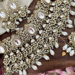 Exquisite White Victorian Diamond Neckpiece-Pearls-VV1785
