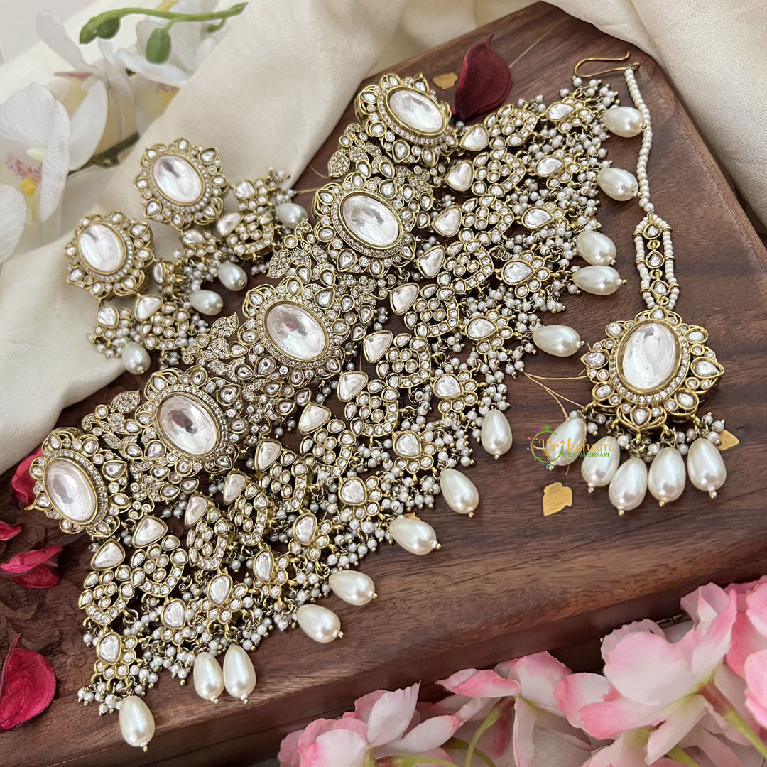 Exquisite White Victorian Diamond Neckpiece-Pearls-VV1785