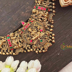 Vriksham Gold Look Alike Lakshmi Long Neckpiece-Gold Bead-G21275