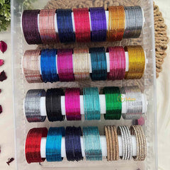 Vriksham 27-Color Rainbow Mega Set - Premium Glossy Metal & Crystal Studded Accents Bangle Set -G21878