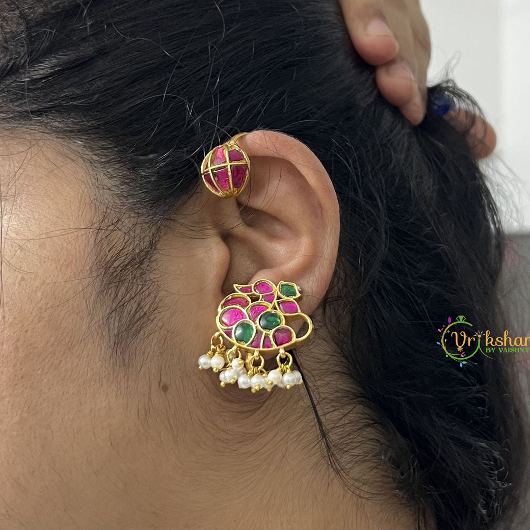 Vriksham Elegant Kemp Chandbali Stud & Ear Cuffs Bugadi With Pearls-G19987