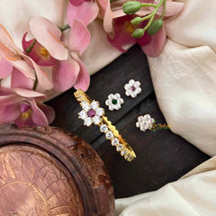Vriksham Sparkling Cubic Zirconia Flower Interchangeable AD Stone Bangle and 3-Piece Floral-G21874