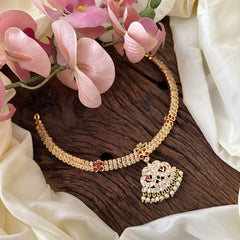 Elegant AD Stone Short Neckpiece-Pearl-G13692