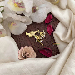 Vriksham Peacock Grace Kundan Kundan Jadau Jada Billai-Red Green & White-Pearls-J3827