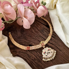 Elegant AD Stone Short Neckpiece-Pearl-G13692