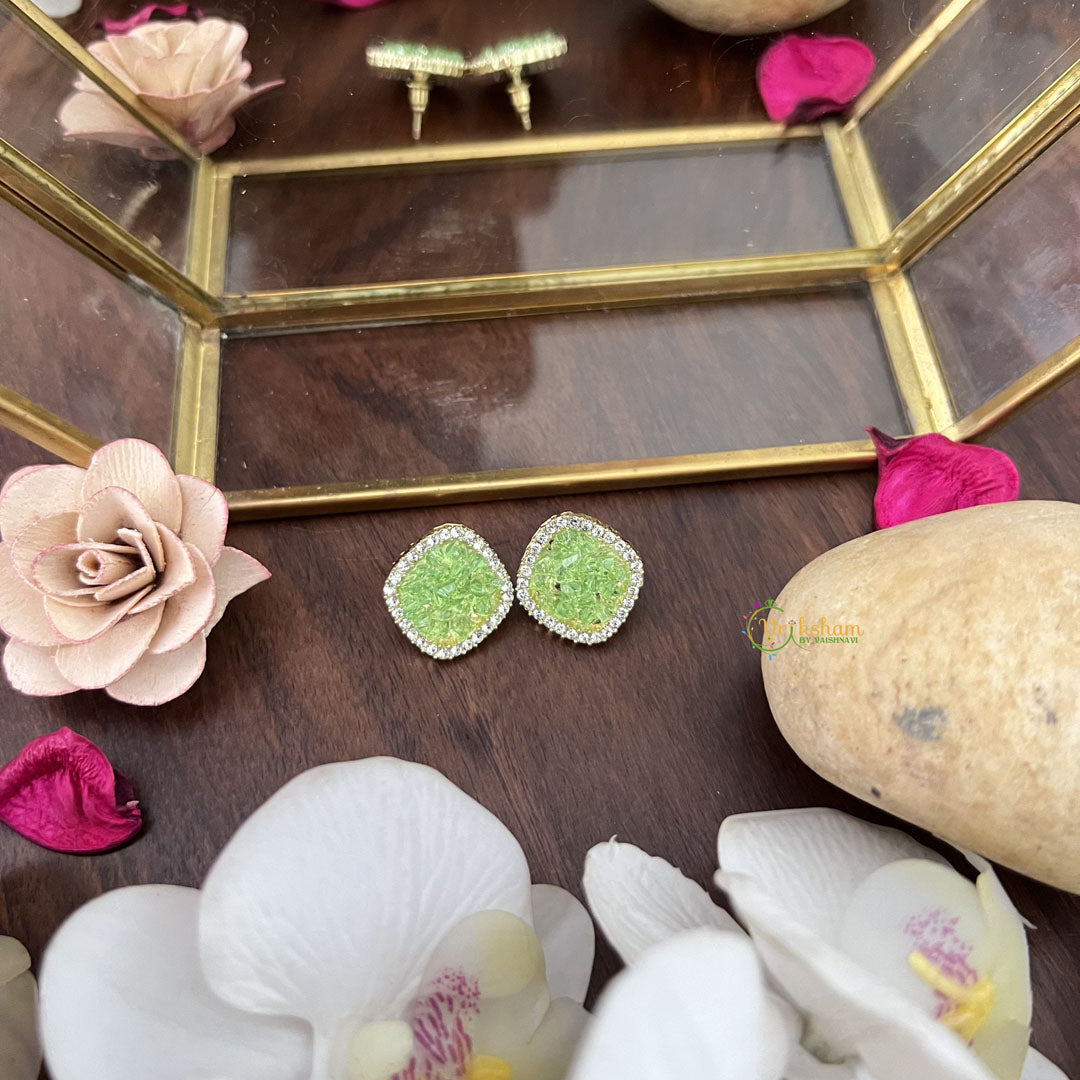 Vriksham Light Green AD Stone Stud Earring-G17724