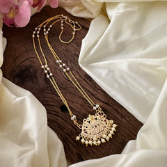 Elegant AD Stone Dual Anam Pendant Chain-Red-Pearl-G13700