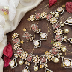 Stylish Floral Pastel Pink Victorian Diamond Haram-VV1762
