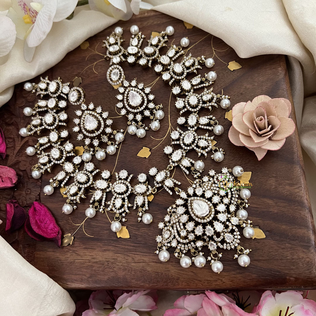 Premium White Victorian Diamond Neckpiece-VV1863