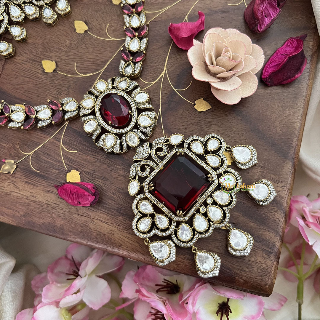 Red Victorian Diamond Short Neckpiece -VV1205
