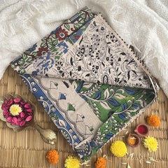 Off White Cotton Kalamkari Saree-VS4157