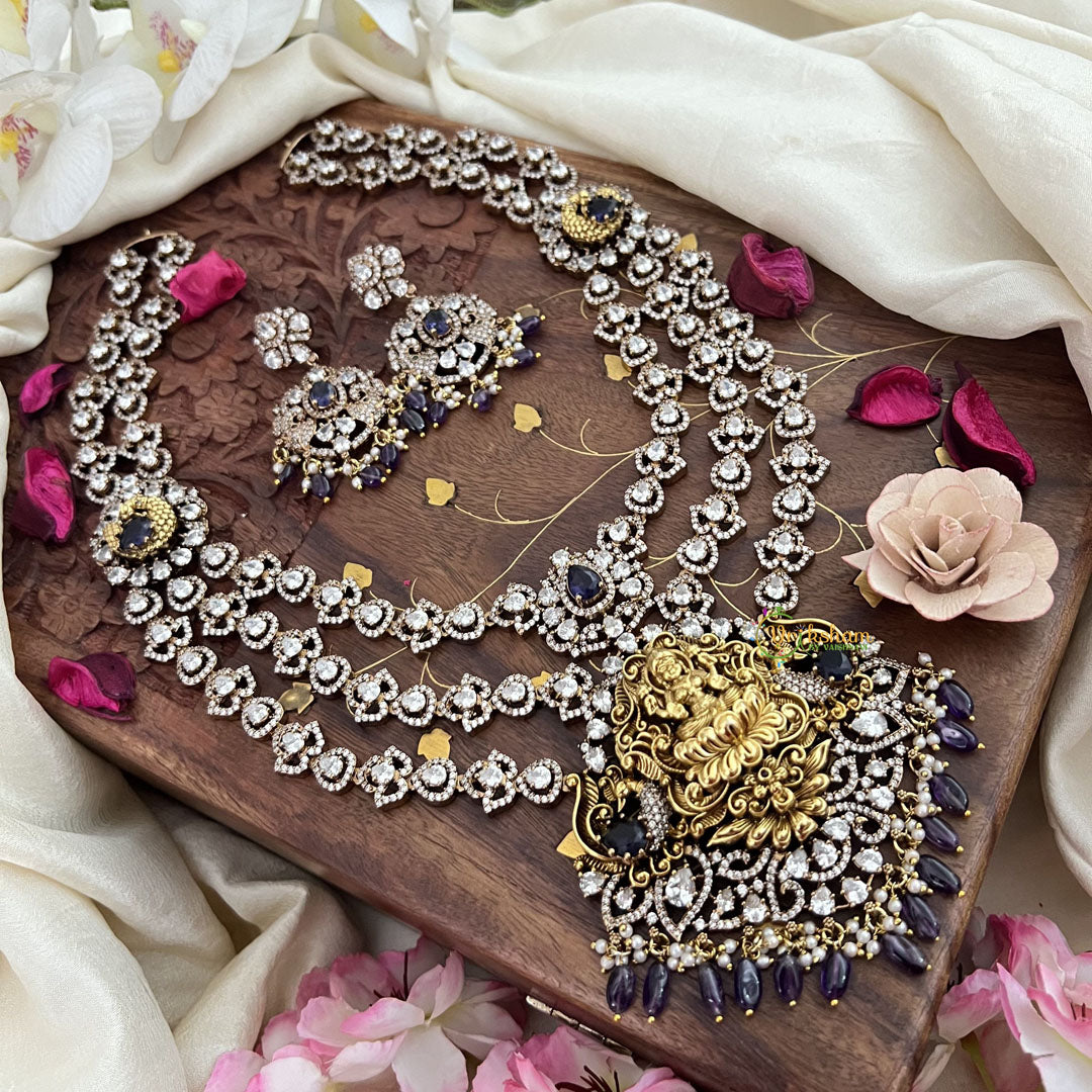 Layered Lakshmi Victorian Diamond Neckpiece -Purple -VV1890