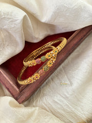 Premium American Diamond Bangle Set -Red Green -G11016