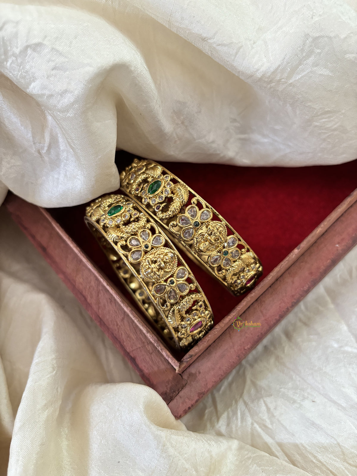 Gold Look alike Temple Bangle Set -Lakshmi-G11025