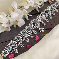 Vriksham Premium Bridal American Diamond Hip Chain-Green-G15882