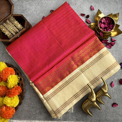 Rani Pink Vairaoosi Podikattam Silk Cotton Saree-Handloom-VS4082