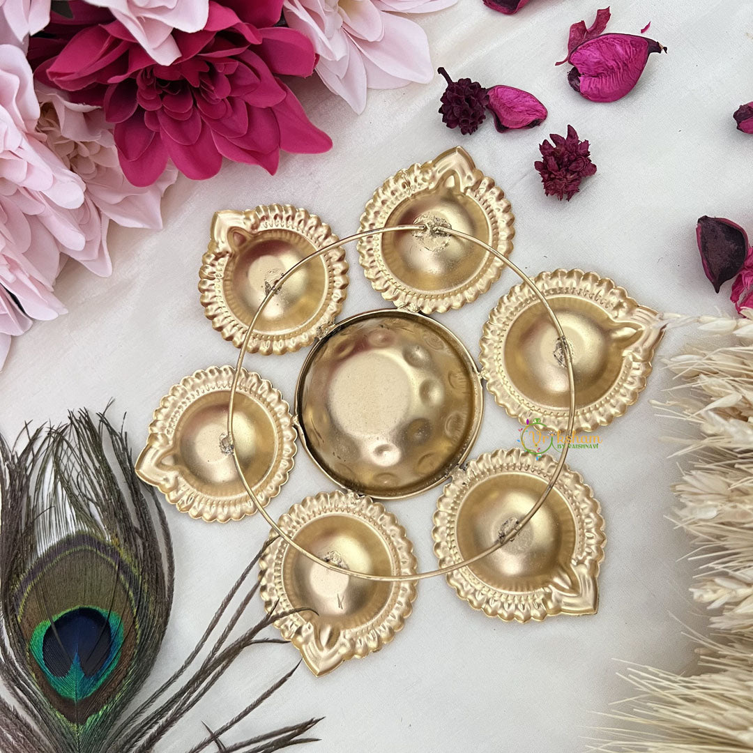 Vriksham Home Décor Golden Metal Handcrafted Designer Diya/Urli-RG161