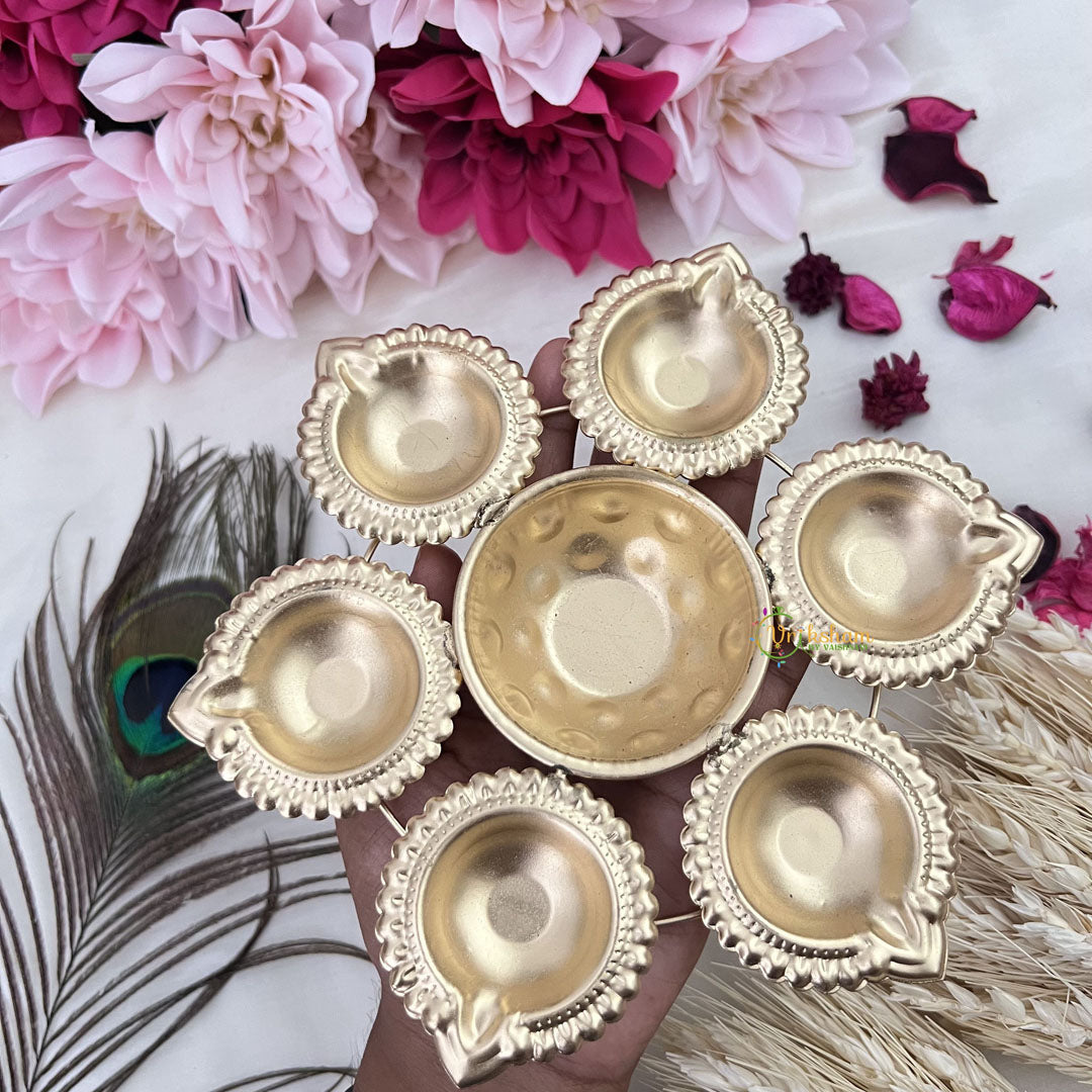 Vriksham Home Décor Golden Metal Handcrafted Designer Diya/Urli-RG161