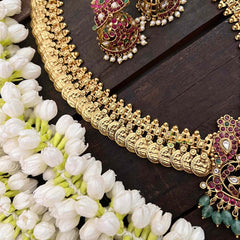 Vriksham Dual Maanga with Peacock Coin Haram-Kaasumala-Pastel Green Bead-G21323