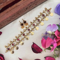 Vriksham Nakshatra  With Lakshmi Coin Red Stone Neckpiece-G20569