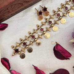 Vriksham Nakshatra  With Lakshmi Coin Red Stone Neckpiece-G20569